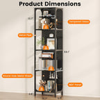 kepptory LED Display Shelf for Collectibles, 4-Tier Glass Shelf with Small Display Shelves and Pegboard Design, Tall Narrow Gaming Shelves with Anti-Tipping Device, Black (59 Inch)