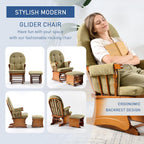 Glider Rocking Chair Nursery with Ottoman Smooth Rocking Motion, Easy to Assemble, Solid Hardwood Base Indoor Adult(Yellowish-Green)