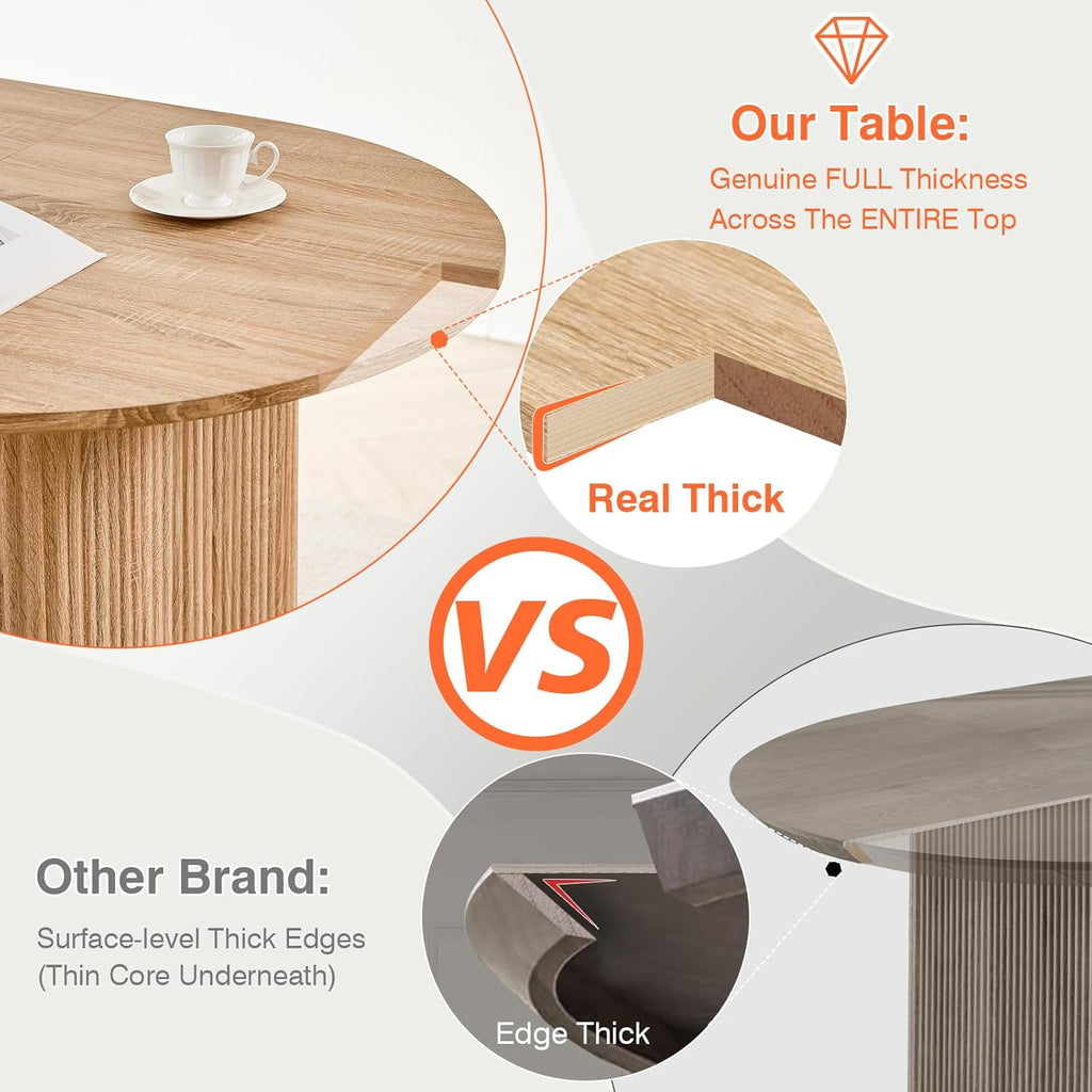 70.9" Large Dining Table Set for 4, [Rounded Edges] [Fully Assembled Table Base] Modern Wood Kitchen Dinner Table with 4 Boucle Chairs