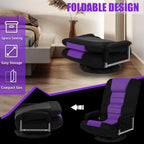 Swivel Gaming Chair Multipurpose Floor Gaming Chair for Playing Video Games, TV, Reading w/Armrest Lumbar Support & 6 Adjustable Postion Backrest for Adults,Purple