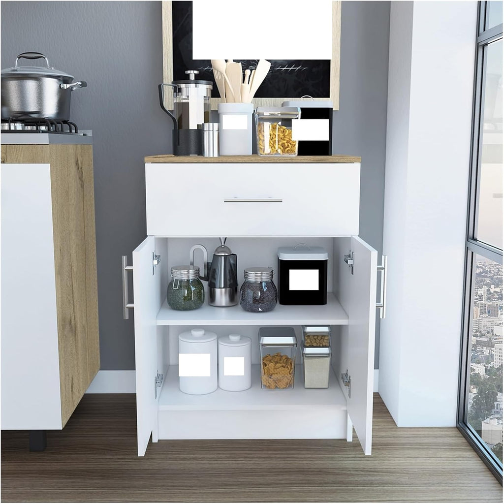 Pantry Cabinet, One Drawer, One Double Door Cabinet with Two Shelves,for Kitchen