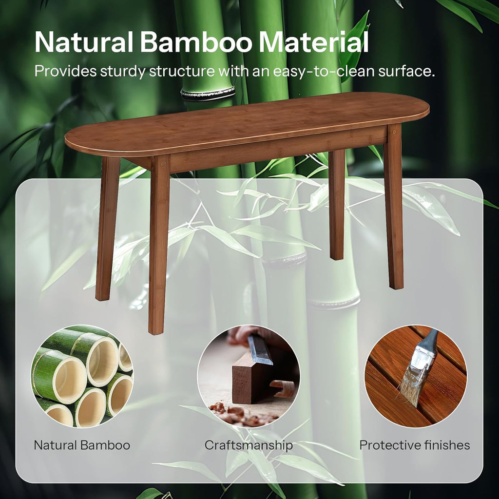 HOOBRO 39.4'' Dining Bench, Bamboo Entryway Bench, Farmhouse Kitchen Table Bench, Sturdy Dining Room Bench, Easy to Assemble, Wooden Bench for Living Room, Hallway, Bedroom, Bathroom, Mocha MA19CD01