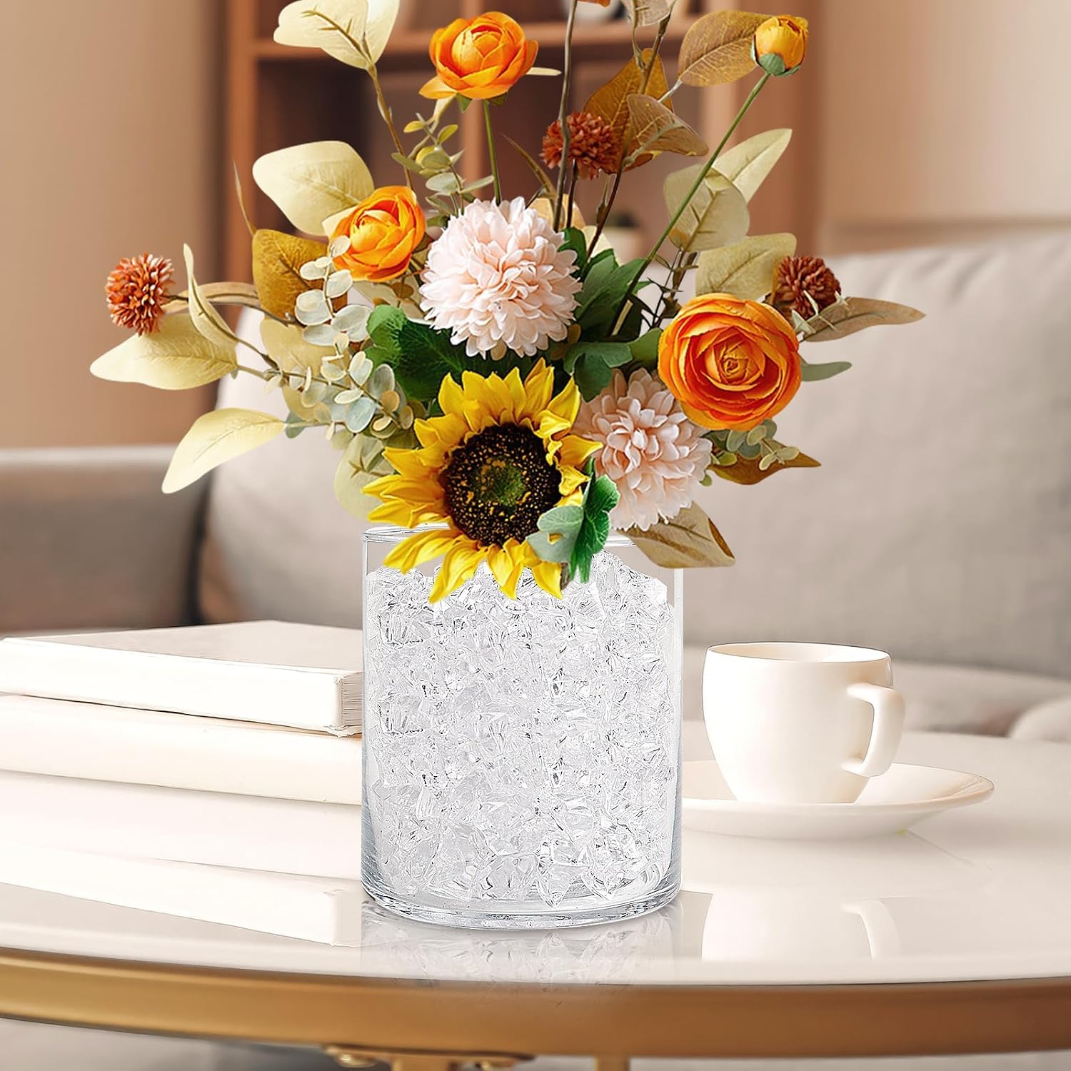 Fake Ice Cubes,100 Pcs Clear Rocks for Vases,17 * 22 mm Plastic Diamonds,Plastic Ice Cubes Clear Beads for Vases