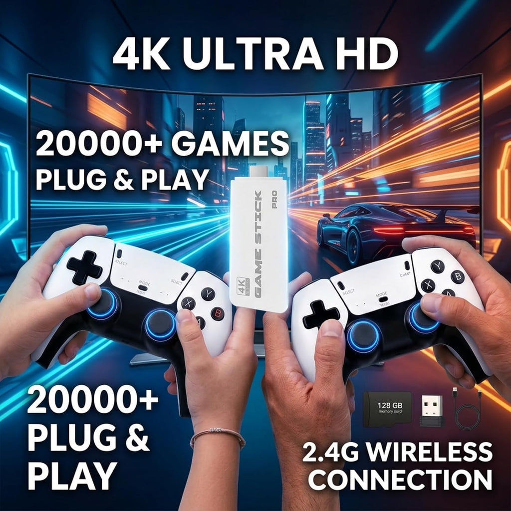 2026 New Retro Game Console: Features 128GB of Built-in Storage, Comes pre-Loaded with Over 20,000 Classic Retro Games, Supports 4K HDMI TV Output, and is a Plug-and-Play Portable Retro Gaming System