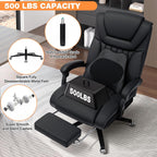 HOFFREE 500lbs Kneading Massage Office Chair with Heat for Heavy People Big and Tall Office Chair with Footrest and Lumbar Support Pillow for Bedroom,Office,Conference Room (Black)