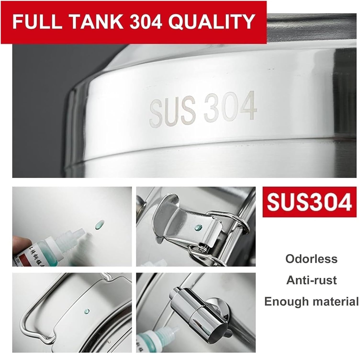 Metal Bucket, Milk Jug Sealed Tank 304 Stainless Steel Milk Transport Cans Bucket Milk Fermentation Tank Milk Wine Bucket Oil Tea Tank with Faucet for Liquid Storage and Transport(12.68Gal/48L)