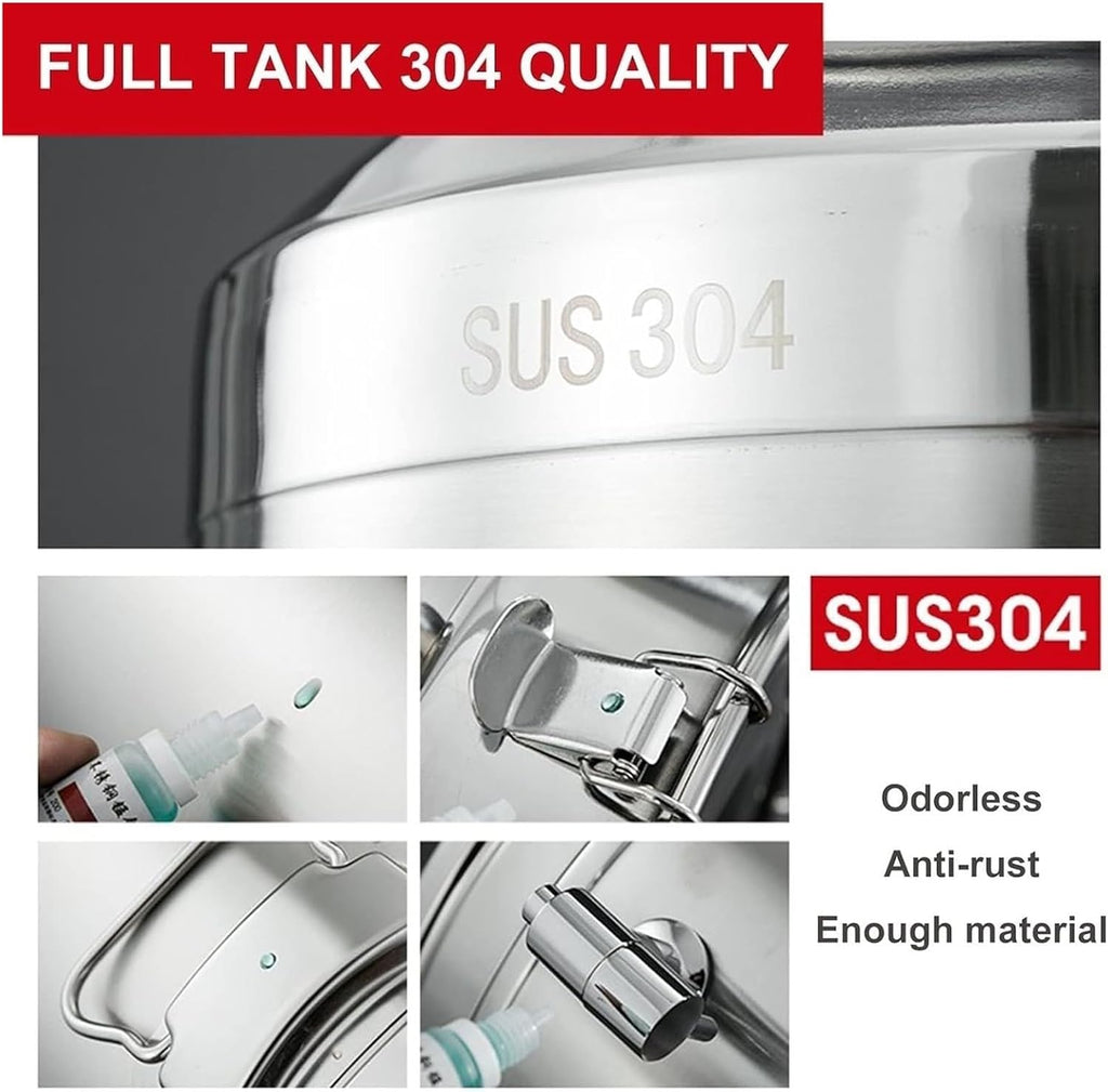 Milk Jug Sealed Tank 304 Stainless Steel Milk Transport Cans Bucket Milk Fermentation Tank Milk Wine Bucket Oil Tea Tank with Faucet for Liquid Storage and Transport(9.25Gal/35L)