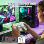 Puiseno Wireless Controller for PS-4, Dual Vibration Game Joystick/Motion Sensing/Touchpad/Speaker/3.5mm Audio Jack Headphone, Upgraded Six-Axis Sensor, Compatible with PS4/Slim/Pro Console/PC (green+purple)