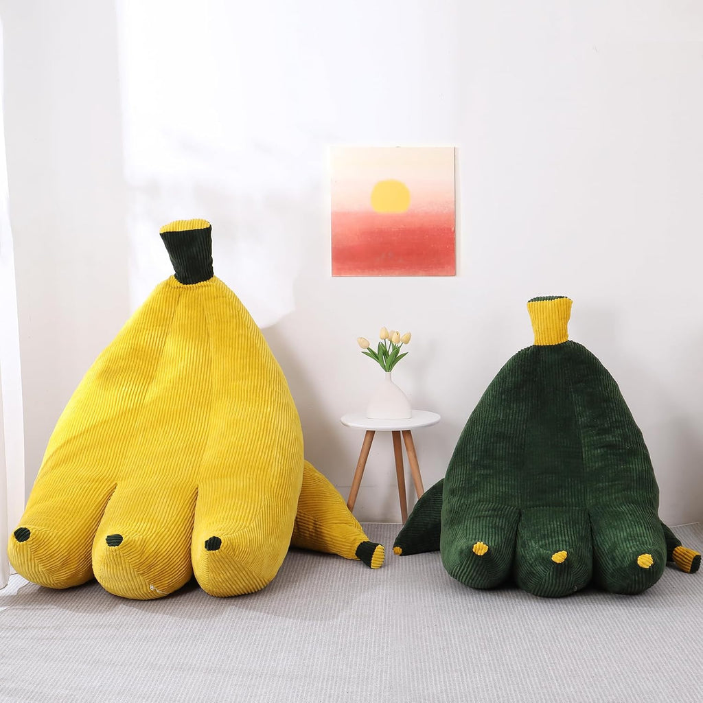 Banana Chaise Lounge Sofa Chair for Living Room, Bean Bag Chair with Ottoman, Floor Sofa Bed with Footrest, Comfy Convertible Lounger, Plush Couch for Bedroom, Dorm (Yellow, King)