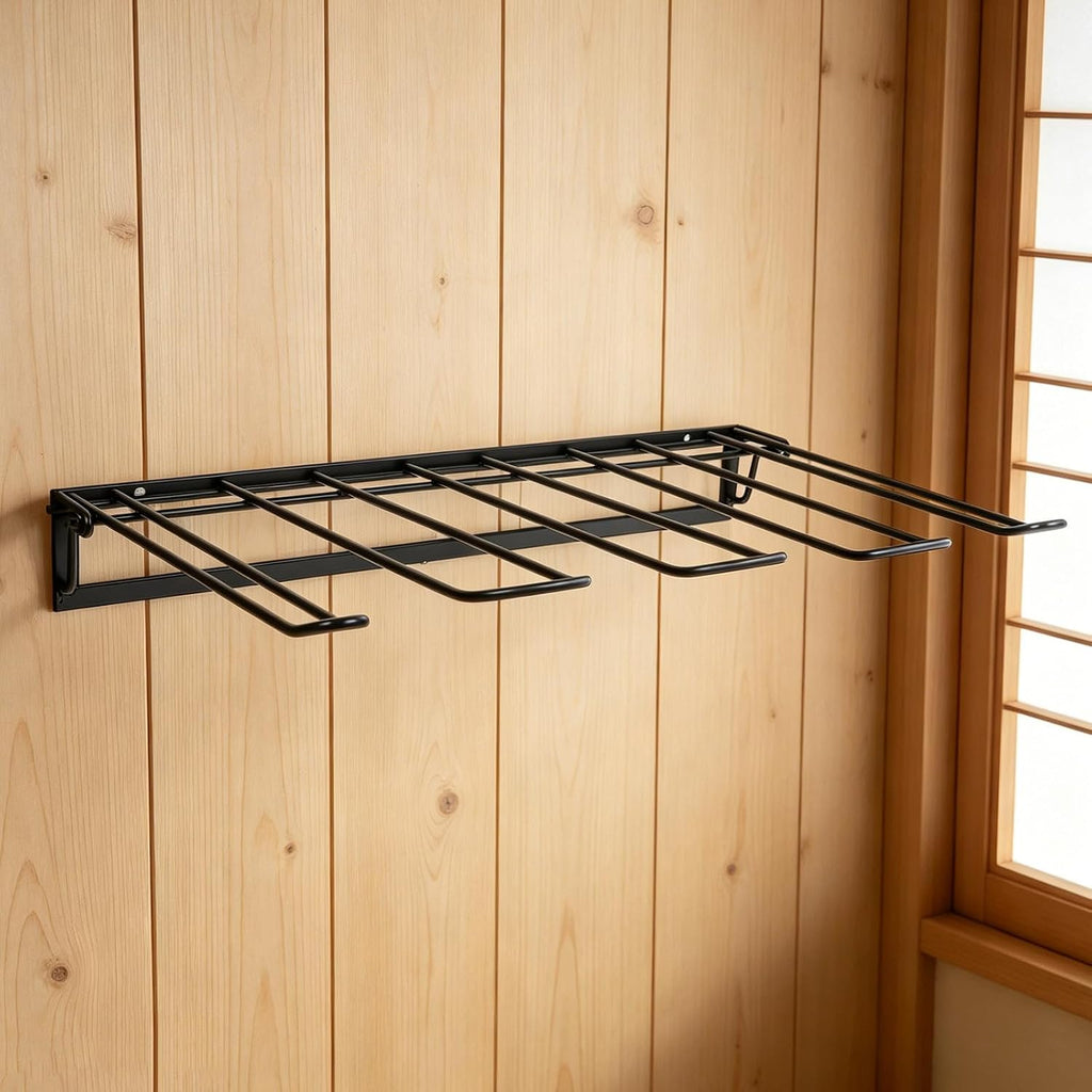 DOITOOL Foldable Wall Mounted Boot Rack for 2-Pair Tall Boots, Space Saving Iron Shoe Organizer Expansion Screws, Easy No Drill Installation for Closet and Indoor Footwear Storage