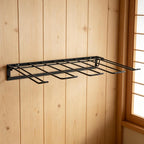 Foldable Wall Mounted Boot Rack for 2 Pairs of Cowboy Boots and Footwear, Space Saving Iron Shoe Storage Organizer with Stable Support, for Indoor Entryway and Garage Use