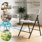 Folding Chairs 6 Pack,350 lbs Heavy Duty Metal Frame Plastic Foldable Chair,Ergonomic Portable Folding Chair with Non-Slip Feet, Indoor Outdoor Commercial Seating for Patio Party Wedding Camping,White