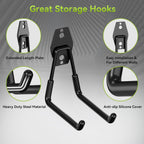 18 Pack Garage Hooks Heavy Duty, Utility Steel Garage Storage Hooks, Garage Organization System with Anti-Slip Wall Mount Hangers for Hanging Bike, Ladder, Garden Tools (Black)