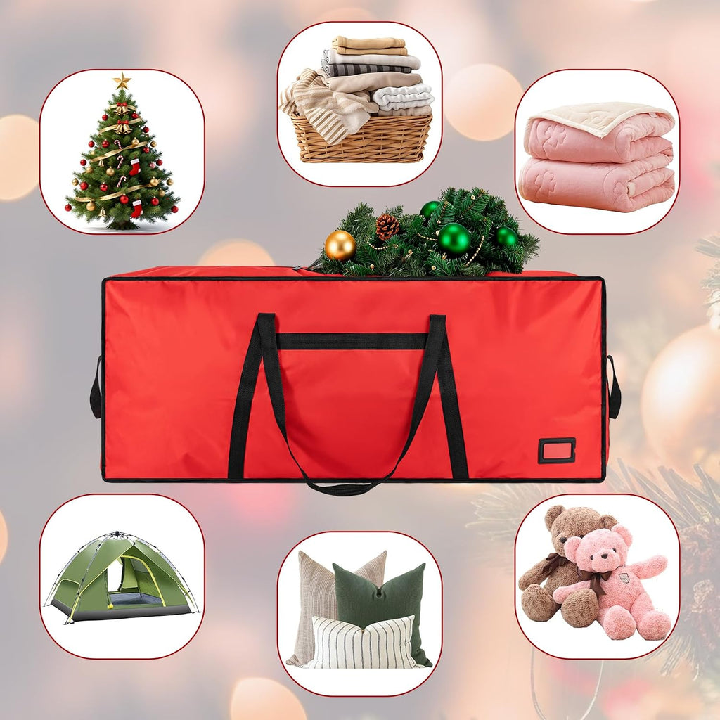3FT/4FT/4.5 FT Christmas Tree Storage Bag, Heavy Duty Christmas Tree Bag with Reinforced Handles and Dual Zippers Wide Opening, Large Capacity fits for Artificial Christmas Tree, Red