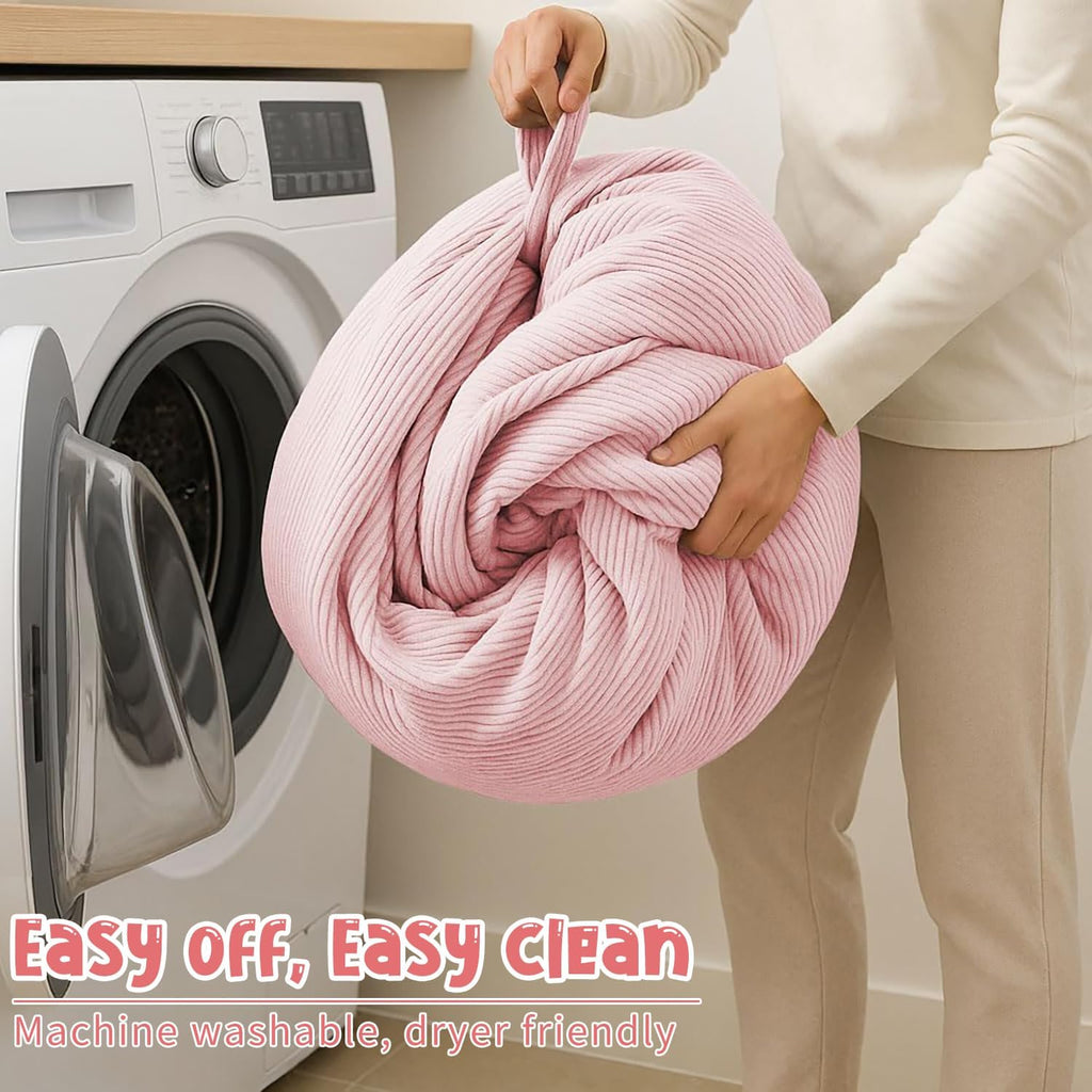 Bean Bag Chair Cover (No Filler) for Kids and Adults,Beanbag Stuffed Animal Storage Without Filling Plush Toys Holder and Organizer Soft Premium Corduroy 200L (Pink)