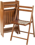 Winsome Robin Folding Chair Set of 4 in Teak, Convenient & Lightweight Portable Kitchen & Dining Chairs for Small Homes & Apartments, Indoor & Outdoor Foldable Seating