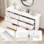 YESHOMY Dresser for Bedroom with 6 Drawer, 47.2" TV Stand, Organizer Drawers for Bedroom, Living, Hallway (Light White)