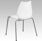 Flash Furniture Hercules Series Modern Plastic Stacking Event/Waiting Room Chairs, Ergonomic Lobby Chairs with Contoured Seats, Set of 5, White/Silver