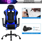 PC Computer Lumbar Support Headrest,High Back Racing Office Video Gaming Rolling Swivel Task Chair for Kids or Adults,Blue