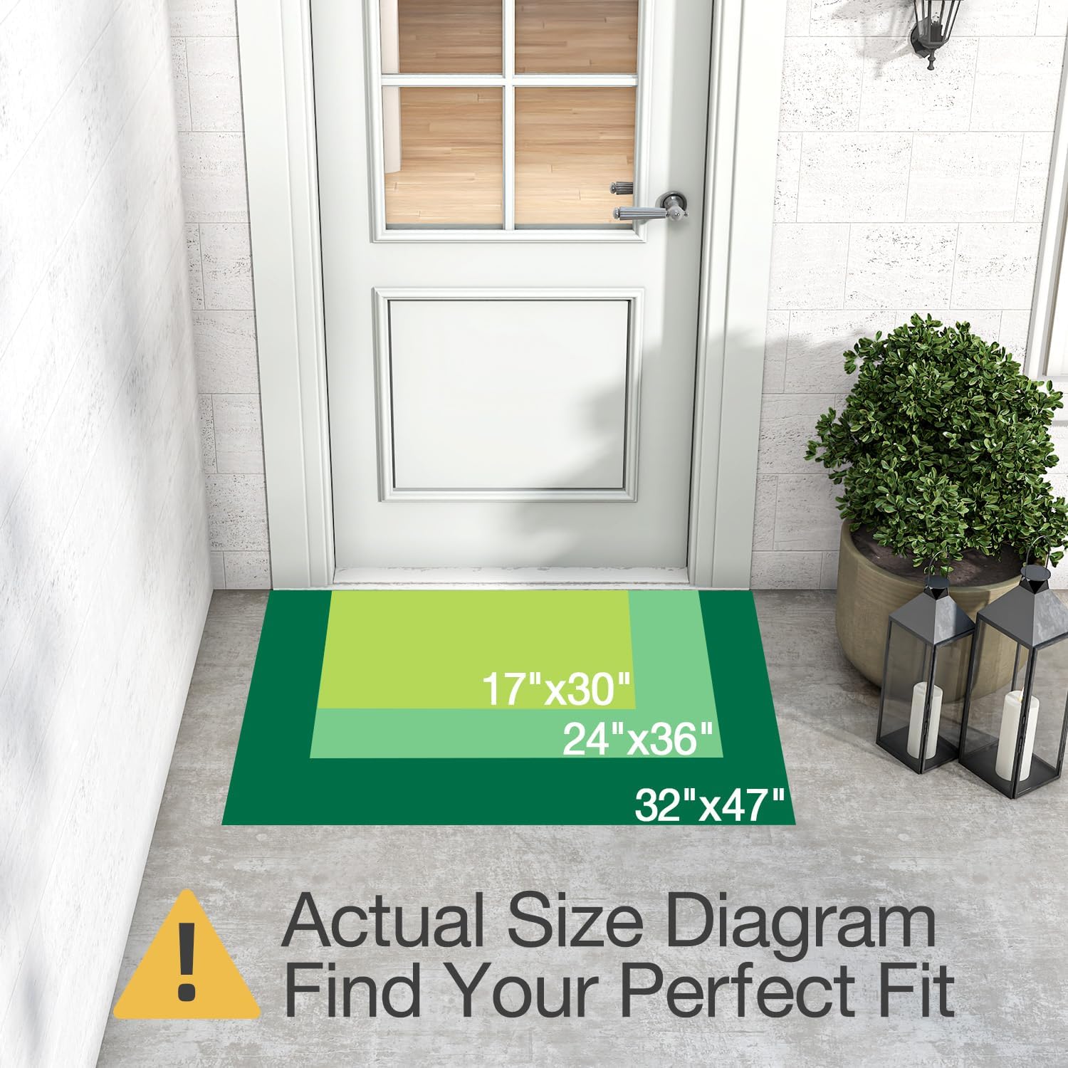 LUMI Outside Welcome Door Mat 24x36, Non Slip Durable Rubber Entrance Doormat, Low Profile Easy Clean Mats for Front Back Door Entryway Porch Garage, Hello