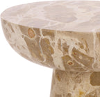 SAFAVIEH Couture Collection – Glendale Beige Round Marble Accent Table, Stone Pedestal Side Table, Modern Sculptural Design (SFV9766B)