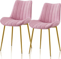 VECELO Dining Chairs Set of 2, Velvet Fabric & Metal Frame, Mordern Style for Kitchen, Living Room,Offcie, Pink