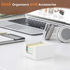 Sticky Note Holder, Sticky Note Dispenser for Office Desk Accessories, Self Stick Note Pad Holder, Memo Pad Holder Dispenser Organizer for School Office Desk Supplies, White
