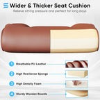 Sytas Ergonomic Office Chair with Adjustable Headrest, Executive Leather Desk Chair with Upgraded Lumbar Support for Lower Back Pain Relief, Thickened Backrest Computer Chair for Home Office, Brown