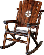 Leigh Country TX 93621 Char-Log Series Adult Wood Indoor/Outdoor Star Medallion Rocker, Brown