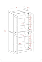 Palace Imports Solid Wood Kitchen Pantry Cabinet - 71.5" Tall x 32" Wide - Wooden Storage Cabinet with 4 Doors & Adjustable Shelves, Black, 100% Renewable Eco-Friendly Wood, Made in Brazil