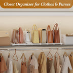 Dmevkic Extendable Purse Organizers Purse Storage. Length 16-28 in. Bag Organizer Purse Holder for Closet with 8 Adjustable Shelf Dividers Patent Pending