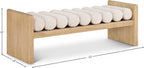 Meridian Furniture 179Cream Waverly Collection Modern | Contemporary Bench with Solid Wood Rich Natural Finish, Luxurious Cream Boucle Fabric, 52" W x 19" D x 18" H, Cream