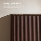 Fluted 4 Doors Sideboard Cabinet with Storage, 64" Wooden Credenza with Shelves, Faux Marble-Top Coffee Bar Console Table, Modern Buffet Cabinet for Dining, Kitchen, Living Room, Entryway, Dark Oak