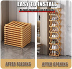 6 Tier Foldable Bamboo Shoe Rack, No Assembly Vertical Space Saving Shoe Organizer for Entryway Closet Corner Tight Small Spaces, 2026 Upgraded Natural Wood