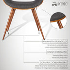 Armen Living Butterfly Mid-Century Dining Chair in Walnut Finish and Charcoal Fabric - Set of 2
