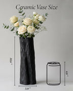 10.7 in Black Ceramic Flower Vase Organic Nature Shape Nordic Modern Style Ceramic Vase Shelf Home Living Room Coffee Table Centerpiece Black Vases Home Decor