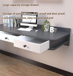 Floating Laptop Computer Desk Dressing Table Wall Mount Shelf with Drawer Wooden Bedside Tables Mounted Nightstand for Room All Occasion(White,120x30x40cm)