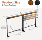 GRLEAF 2 Pack Adjustable Height Narrow Console Table with Power Outlets, 90" Long Sofa Table with Charging Station Behind Couch Table Entryway Table for Living Room and Hallway – Rustic Brown