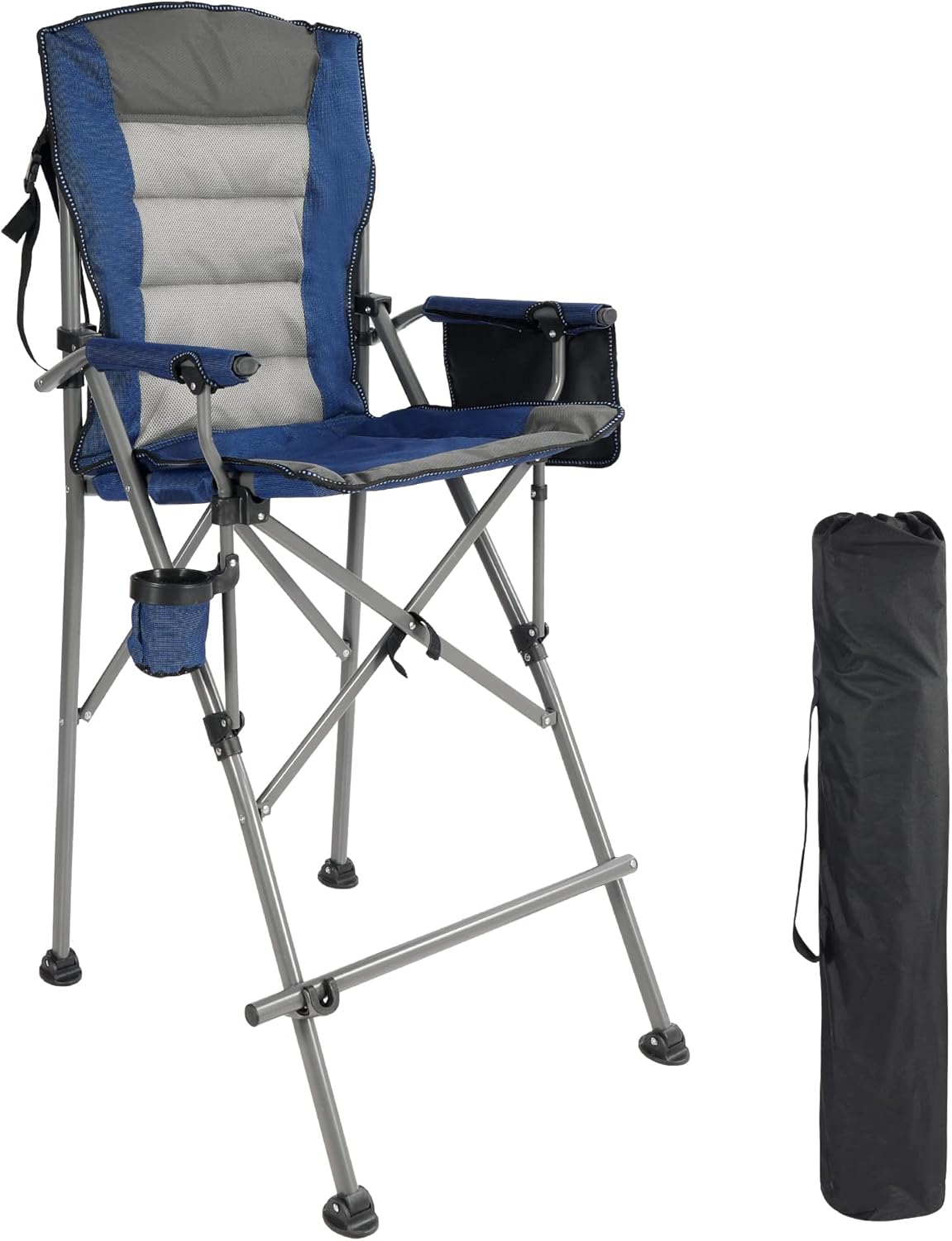 REDCAMP Oversized Tall Camping Chair for Adults, 330lbs Portable High Folding Directors Chair, Foldable Bar Height Stool with Side Pocket for Lawn Sport, Blue