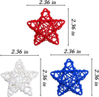 STMK 15 Pcs 4th of July Star Shaped Rattan Balls Decoration, 2.36 Inch Red White and Blue Star Shaped Wicker Balls for 4th of July Home Decor DIY Vase Bowl Filler Ornament Table Decoration