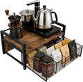 Tea Bag Organizer Wood Tea Organizer with 8 Compartments Storage Chests Tea Station Chest Display Container Box for Countertop Kitchen