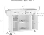 Crosley Furniture Full Size Granite Top Rolling Kitchen Island Storage Cart, Microwave Stand, Spice Rack, White