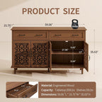 59" Accent Sideboard Buffet Cabinet with Storage,Credenza with Vintage Carved Doors and Adjustable Shelves,Entryway Cabinet,Storage Cabinet for Living Room,Dining Room,Entryway,Walnut