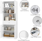 HIFIT 2 Pcs Tall Kitchen Pantry Cabinet, Large Kitchen Hutch Storage Cabinet with Doors & Wide Shelves, 67" Tall Modern Coffee Bar Cabinets with Drawers Cupboard Set for Home Dining Living Room, White