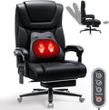 HOFFREE 500lbs Kneading Massage Office Chair with Heat for Heavy People Big and Tall Office Chair with Footrest and Lumbar Support Pillow for Bedroom,Office,Conference Room (Black)