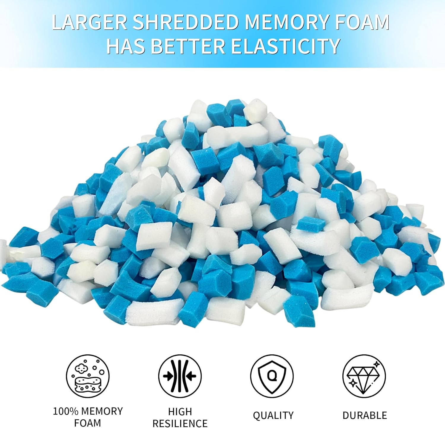 10LBS Shredded Memory Foam Filling Bean Bag Filler, Added Gel Particles Comfortable and Soft,Very Suitable for Filling Bean Bags, Pillows,Dog beds, Sofa Mats