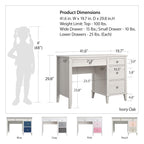 Little Seeds Monarch Hill Poppy Kids’ White Desk, Grey Drawers