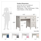 Little Seeds Monarch Hill Poppy Kids’ White Desk, Grey Drawers