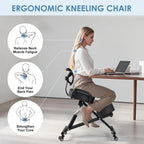 Adjustable Ergonomic Kneeling Chair with Wheels for Home Office, Study & Meditation - Portable Design for Healthy Posture Support, Ideal for Students & Adults with Backrest Refer to Description