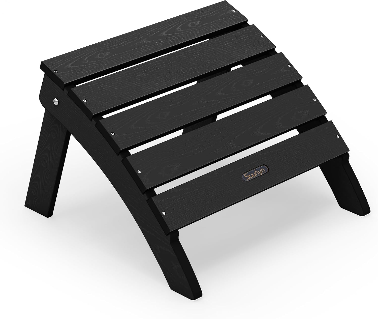 Adirondack Ottoman Footrest for Adirondack Chair, All-Weather HDPE Outdoor Foot Stool, Folding Patio Ottoman for Lawn, Garden, Deck, Backyard, Black